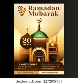Ramadan mubarak flyer design template and background