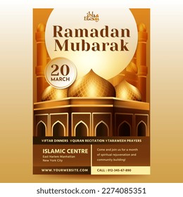 Plantilla de diseño de volante Ramadan Mubarak y fondo