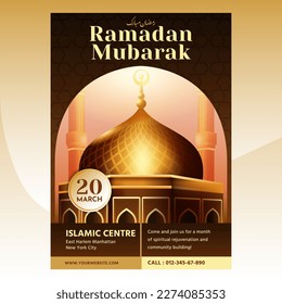 Ramadan mubarak flyer design template and background