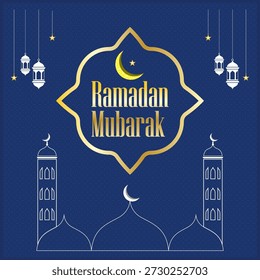 Ramadan Mubarak free vector illustration featuring elegant Islamic elements and a modern minimalist design. Perfect for Ramadan Kareem greetings, social media posts, banners, posters, flyers, websites, and digital or print use. This high-quality editable vector is suitable for religious events, Islamic celebrations, and festive branding projects.
