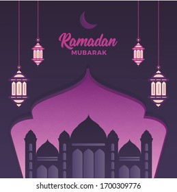 Ramadan Mubarak Gradient Purple Background Concept