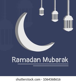 Ramadan mubarak graphic design and illustration with moon. Vector poster, card and flyer design.