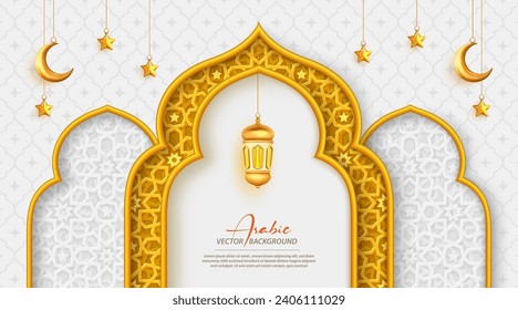 Ramadan Mubarak Grußhintergrund mit arabischem Muster und arabischen Dekorationen