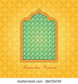 Ramadan Mubarak Greeting card / Arabic Islamic pattern arch frame 