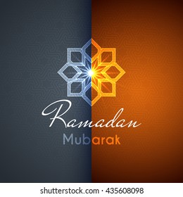 Ramadan Mubarak greeting card or background with star and decorated with arabic pattern. For holy month of muslim community Ramadan Kareem celebration