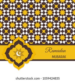 Ramadan Mubarak greeting card, invitation with muslim symbol.