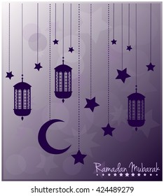 Ramadan Mubarak Greeting Card. Vector illustration.