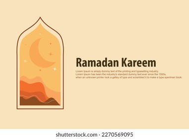 Ramadan Mubarak greeting cards with moon,star. 