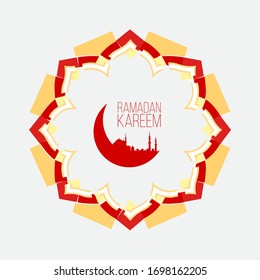 RAMADAN mubarak greeting cards. muslim background. mosque and ornaments. vector illustration