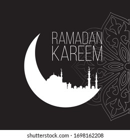 RAMADAN mubarak greeting cards. muslim background. mosque and ornaments. vector illustration