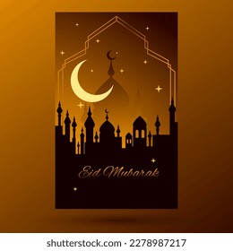 Ramadan Mubarak Grußkarten mit Vektordesign Moon Moon Moschee EPS10