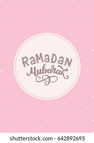  Ramadan mubarak greeting card.Vector hand lettering ramadan kareem.