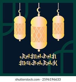 Ramadan Mubarak Greeting Islamic Lantern Design Festive Ramadan Illustration Elegant Arabic Calligraphy Holy Month Celebration