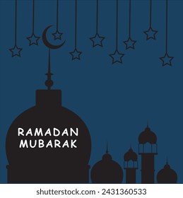 Ramadan Mubarak Greeting poster template with vector illustration