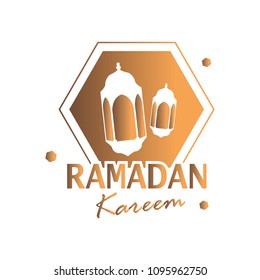 Ramadan Mubarak greeting template islamic and arabic lantern vector illustration