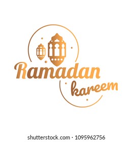 Ramadan Mubarak greeting template islamic and arabic lantern vector illustration