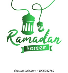 Ramadan Mubarak greeting template islamic and arabic lantern vector illustration