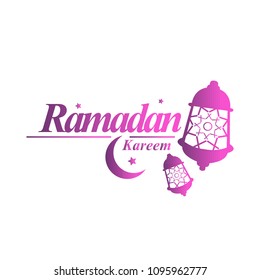 Ramadan Mubarak greeting template islamic and arabic lantern vector illustration