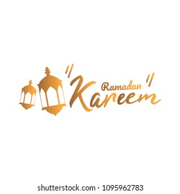 Ramadan Mubarak greeting template islamic and arabic lantern vector illustration