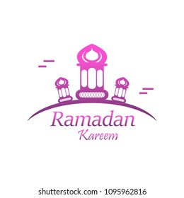 Ramadan Mubarak greeting template islamic and arabic lantern vector illustration