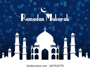 Ramadan Mubarak greeting.Ramadan holiday, celebration. Vector Illustration. 