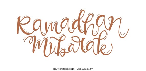 Ramadan Mubarak hand lettering vector