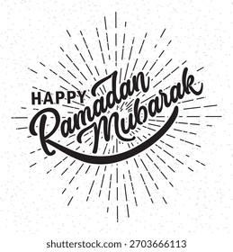 Ramadan Mubarak handwritten text calligraphy. Vector illustration. Great for banner designs, greeting cards, invitations, etc.