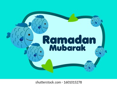 ramadan mubarak has mean muslim event, beautiful greeting card background or template banner with cute animal character theme. vector design illustration