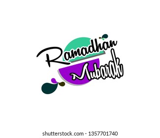Ramadan Mubarak Islamic Crescent Greeting Design Template And Lantern Illustration - Vector