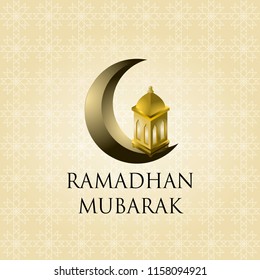 Ramadan Mubarak islamic design crescent moon and arabic lamp