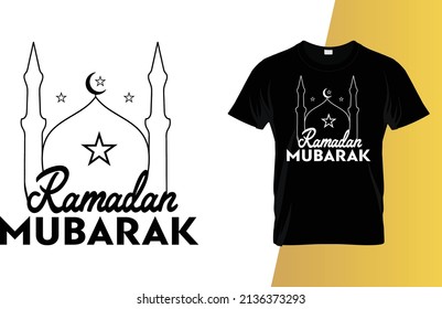 Ramadan Mubarak Islamic Typography T-Shirt Design.
