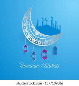 ramadan mubarak ramadan kareem, happy ramadan greeting design for Muslims holy month, vector illustration