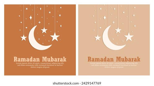 Ramadan mubarak. Ramadan Kareem. Islamic greeting card template with Ramadan for wallpaper design. Poster, media banner. A set of vector illustrations.