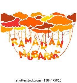 Ramadan Mubarak. Ramadan Kareem. Pattern, ornament - traditional oriental design. Sketch of Ramadan Lantern with Background. Islamic background. Holy Month.