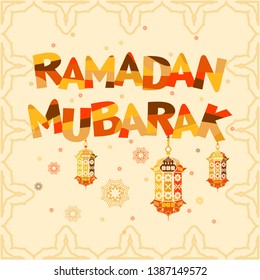 Ramadan Mubarak. Ramadan Kareem. Pattern, ornament - traditional oriental design. Sketch of Ramadan Lantern with Background. Islamic background. Holy Month.
