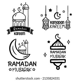 Ramadan mubarak kareem sticker pack - hand drawn ramadan doodle - Ramadan mubarak doodle
