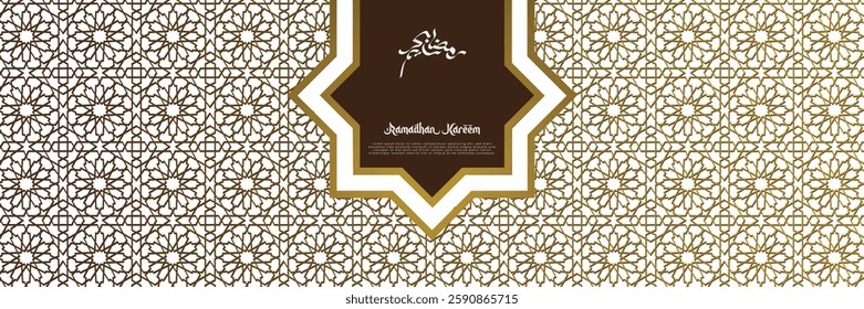 Ramadan Mubarak, Ramadan Kareem template banner with Islamic ornaments