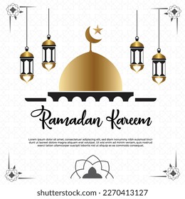 Ramadan Mubarak, Ramadan Kareem, Typography Arabic with modern style for month of the quran