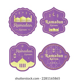 Ramadan Mubarak Ramadan Kareem Vector Design with purple color, Template Design for Advertising text, banner, presentation, promotion banner, social media campaign post.