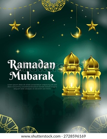 Ramadan mubarak with lantern social media post template