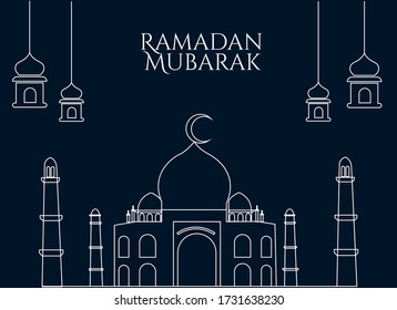 ramadan mubarak with line style. ramadan poster