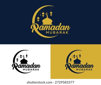 Ramadan Mubarak Logo with Crescent Moon and Mosque in Gold and Blue
Elegant Ramadan Mubarak logo featuring a crescent moon, hanging lanterns, and mosque dome in a clean gold and blue color scheme. Suitable for Islamic events, Ramadan greetings, branding, banners, posters, social media, packaging, and print design. Professional editable vector logo isolated on background, ideal for commercial use.