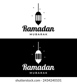 Ramadan Mubarak logo design with the concept of lanterns and mosques. Logo for greetings, business, Muslims.