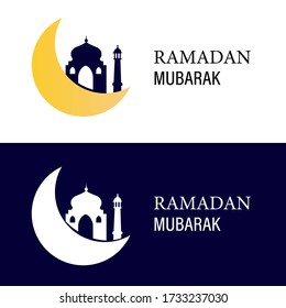 Ramadan Mubarak logo template in 2 variation colour for business flyer, banner, etc in flat illustration vector