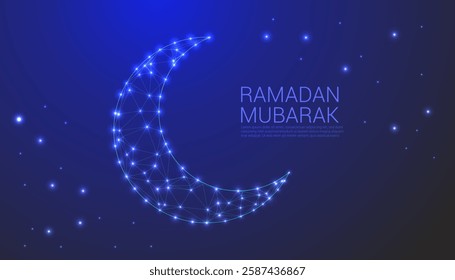  Ramadan Mubarak low poly art captures the beauty of the holy month with minimalist geometric designs, showcasing iconic symbols like the crescent moon, mosque silhouettes, and festive lanterns.