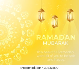 Ramadan Mubarak luxury golden greeting card for social media and the web. Vector design can used as a banner, flyer, poster and background.