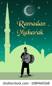 Ramadan mubarak message with ramadan drummer. All the objects are in different layers and the text types do not need any font. 