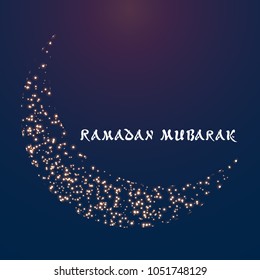 ramadan mubarak moon design in background. simple vector poster and card design for ramadan mubarak