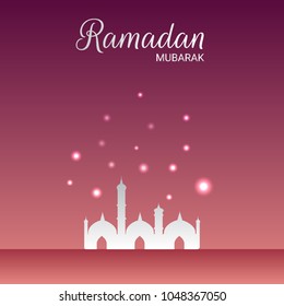 ramadan mubarak mosque design with glowing spirit. vector illustration of ramadan mubarak.