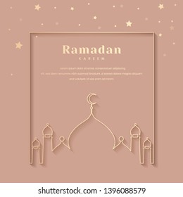 Ramadan Mubarak with mosque vector